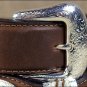 TONY LAMA DARK BROWN CUTTING CHAMP SCALLOP WESTERN LEATHER MEN'S BELT
