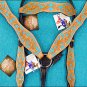NEW HILASON LEATHER HORSE BRIDLE HEADSTALL BREAST COLLAR WESTERN TURQUOISE INLAY