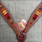 HILASON WESTERN LEATHER HORSE BREAST COLLAR MAHOGANY W/ AZTEC INLAY