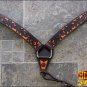 HILASON WESTERN LEATHER HORSE HEADSTALL BREAST COLLAR BROWN ORANGE HAND PAINT