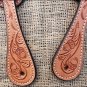 PS108F- HILASON WESTERN SPUR STRAPS LEATHER ACORN TOOL - LIGHT OIL