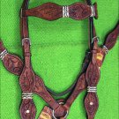 HILASON WESTERN LEATHER RAWHIDE BRAIDED HORSE HEADSTALL BREAST COLLAR MA