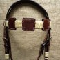 S2 HILASON WESTERN LEATHER HORSE BRIDLE HEADSTALL W/ RAWHIDE BRAIDING DARK BROWN