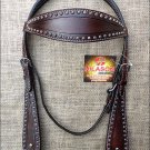 S463 HILASON WESTERN LEATHER HORSE BRIDLE HEADSTALL - DARK BROWN