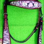 M21 HILASON WESTERN ZEBRA LEATHER HORSE HEADSTALL BREAST COLLAR ANGEL CROSS GUN