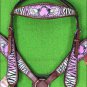 M21 HILASON WESTERN ZEBRA LEATHER HORSE HEADSTALL BREAST COLLAR ANGEL CROSS GUN