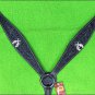 HILASON WESTERN LEATHER HORSE BREAST COLLAR BLACK BLING CROSS GUN CONCHO