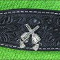 HILASON WESTERN LEATHER HORSE BREAST COLLAR BLACK BLING CROSS GUN CONCHO