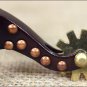 HILASON ANTIQUE BROWN YOUTH SPURS W/ COPPER DOTS BORDER BRASS BUTTONS ROWEL