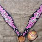 HILASON WESTERN LEATHER HORSE BREAST COLLAR BLACK W/ HAND PAINT DICE & FLAMES