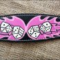 HILASON WESTERN LEATHER HORSE BREAST COLLAR BLACK W/ HAND PAINT DICE & FLAMES