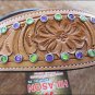 V1 HILASON WESTERN LEATHER HORSE BRIDLE HEADSTALL TAN HAND FLORAL CARVED