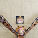 HILASON WESTERN LEATHER BREAST COLLAR BLACK HAND CARVED STAR