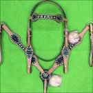 HILASON WESTERN GREEN ZEBRA LEATHER HORSE BRIDLE HEADSTALL BREAST COLLAR