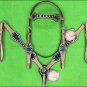 HILASON WESTERN GREEN ZEBRA LEATHER HORSE BRIDLE HEADSTALL BREAST COLLAR