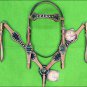 HILASON WESTERN GREEN ZEBRA LEATHER HORSE BRIDLE HEADSTALL BREAST COLLAR