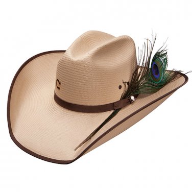 CHARLIE1HORSE PLUME CRAZY 10X SILVER BELLY SHANTUNG STRAW COWGIRL HATS
