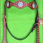 HILASON WESTERN LEATHER HORSE HEADSTALL BRIDLE MAHOGANY TURQUOISE STONE CONCHO