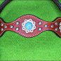 HILASON WESTERN LEATHER HORSE HEADSTALL BRIDLE MAHOGANY TURQUOISE STONE CONCHO
