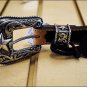 46 inch JUSTIN FLORAL TOOLED TAPER WESTERN LEATHER MANS BELT BLACK