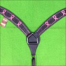 HILASON WESTERN LEATHER HORSE BREAST COLLAR BROWN PINK BREAST CANCER RIBBON