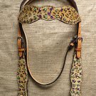 A- HILASON WESTERN LEOPARD LEATHER HORSE BRIDLE HEADSTALL W/ RHINESTONES CHEETAH