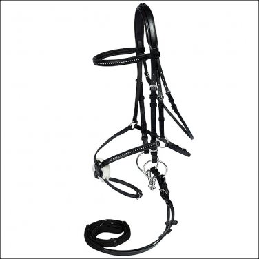 HORZE MEXICAN FIGURE 8 HORSE LEATHER BRIDLE BLACK FULL SIZE