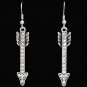 3D SILVER STRIKE TONE ARROW CLEAR CRYSTAL HYPOALLERGENIC WOMEN LADIES EARRINGS