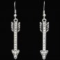 3D SILVER STRIKE TONE ARROW CLEAR CRYSTAL HYPOALLERGENIC WOMEN LADIES EARRINGS