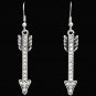 3D SILVER STRIKE TONE ARROW CLEAR CRYSTAL HYPOALLERGENIC WOMEN LADIES EARRINGS