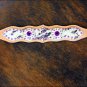 A39 HILASON WESTERN COWHIDE HAIR ON LEATHER HORSE BREAST COLLAR W/ PURPLE CONCHO