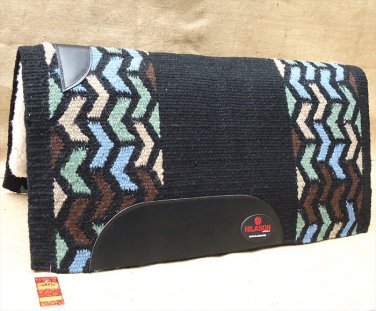 FEP301 MADE N USA HILASON WESTERN WOOL SHOCK BUSTER SADDLE BLANKET PAD BLACK WHI