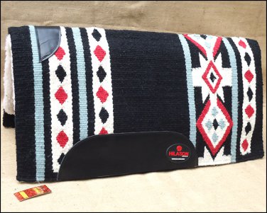 FEP303 MADE IN USA HILASON WESTERN WOOL SHOCK BUSTER SADDLE BLANKET PAD BLACK RE
