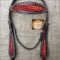 HILASON WESTERN LEATHER HORSE BRIDLE HEADSTALL DARK BROWN W/ RED INLAY