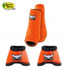 LARGE ORANGE RELENTLESS TREVOR BRAZILE HORSE 2 FRONT LEG SPORT 2 BELL BOOT SET