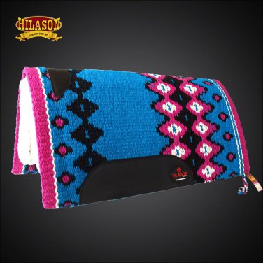 MADE IN USA FE335-F HILASON WESTERN WOOL GEL SADDLE BLANKET PAD TERQUOISE PINK