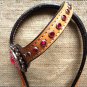 S502 HILASON WESTERN LEATHER HORSE ONE EAR BRIDLE HEADSTALL TAN W/ PINK CONCHOS
