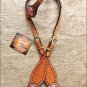 S502 HILASON WESTERN LEATHER HORSE ONE EAR BRIDLE HEADSTALL TAN W/ PINK CONCHOS