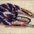 NAVY TAN 8ft WEAVER HORSE POLY ROPING REINS W/ LEATHER LACES LOOP ENDS