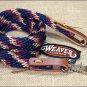 NAVY TAN 8ft WEAVER HORSE POLY ROPING REINS W/ LEATHER LACES LOOP ENDS
