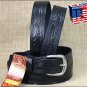 60IN. BLACK 1.5in LEATHER BELT EMBOSSED WESTERN DESIGN MADE IN USA