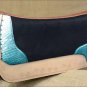 FP835-F HILASON WESTERN WOOL FELT SADDLE PAD WITH TEAL ALLIGATOR PRINT LEATHER