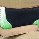 FP835-F HILASON WESTERN WOOL FELT SADDLE PAD WITH GREEN ALLIGATOR PRINT LEATHER