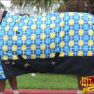 84" HILASON 1200D POLY RIPSTOP WATERPROOF HORSE COLD WINTER BLANKET BLUE YELLOW