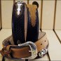 32IN. JUSTIN ODESSA STAR WESTERN TOOLED LEATHER MANS BELT TAN
