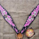 HILASON WESTERN LEATHER HORSE BREAST COLLAR HAND PAINT DICE FLAMES CONCHO