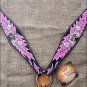 HILASON WESTERN LEATHER HORSE BREAST COLLAR HAND PAINT DICE FLAMES CONCHO