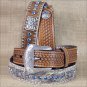 42 INCH WESTERN MEN NOCONA CONCHOS NATURAL BASKET STAMP LEATHER BELT