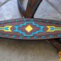 HILASON WESTERN LEATHER HORSE HEADSTALL BREAST COLLAR AZTEC HAND PAINT TAN KOTE