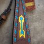 HILASON WESTERN LEATHER HORSE HEADSTALL BREAST COLLAR AZTEC HAND PAINT TAN KOTE